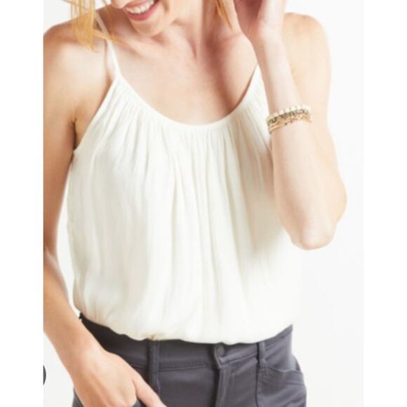 Allison Joy XSmall XS Coral Orange Pleated Camisole Tank Top Scoop Neck Satin - Picture 8 of 8